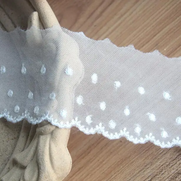 

1 ярда в ширину: сетчатые вышитые кружева 6 см, маленькие односторонние волнистые кружева в горошек, одежда для швейного украшения одежды (SS-4083)