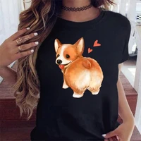 funny cute corgi dog printed t shirt harajuku 90s kawaii women summer short sleeves t shirts tops graphic tees female tshirt