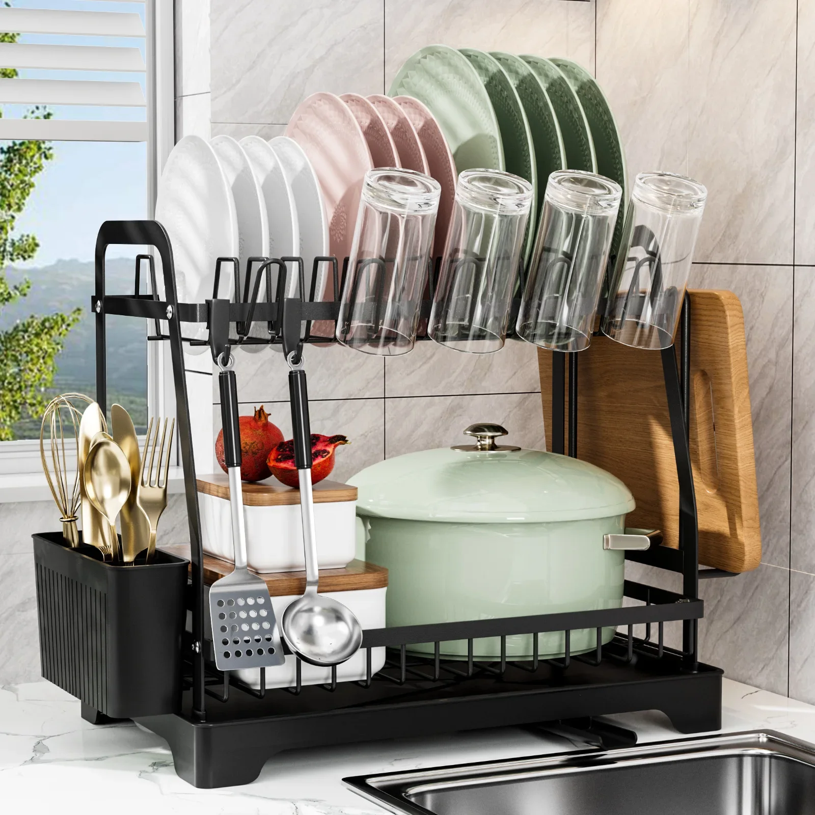 2-уровневая сушилка для посуды держатель столовых приборов из нержавеющей стали