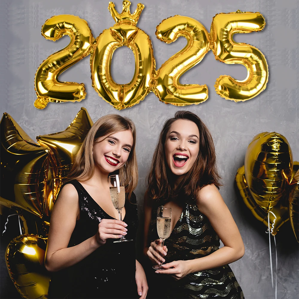 1 шт. золотые серебряные розовые шары из алюминиевой фольги с цифрами 2025 Новым
