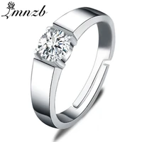 lmnzb with credentials genuine tibetan silver adjustable rings simple solitaire 1ct zirconia engagement wedding band for men r10