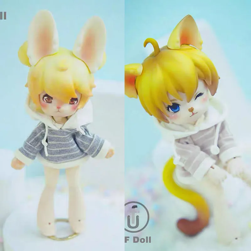 UFdoll Cute Meow Bunny 1/12BJD Doll Similar To Ob11 Body GSC Makeup Doll Contains: Clothes+body+ears Whole Doll