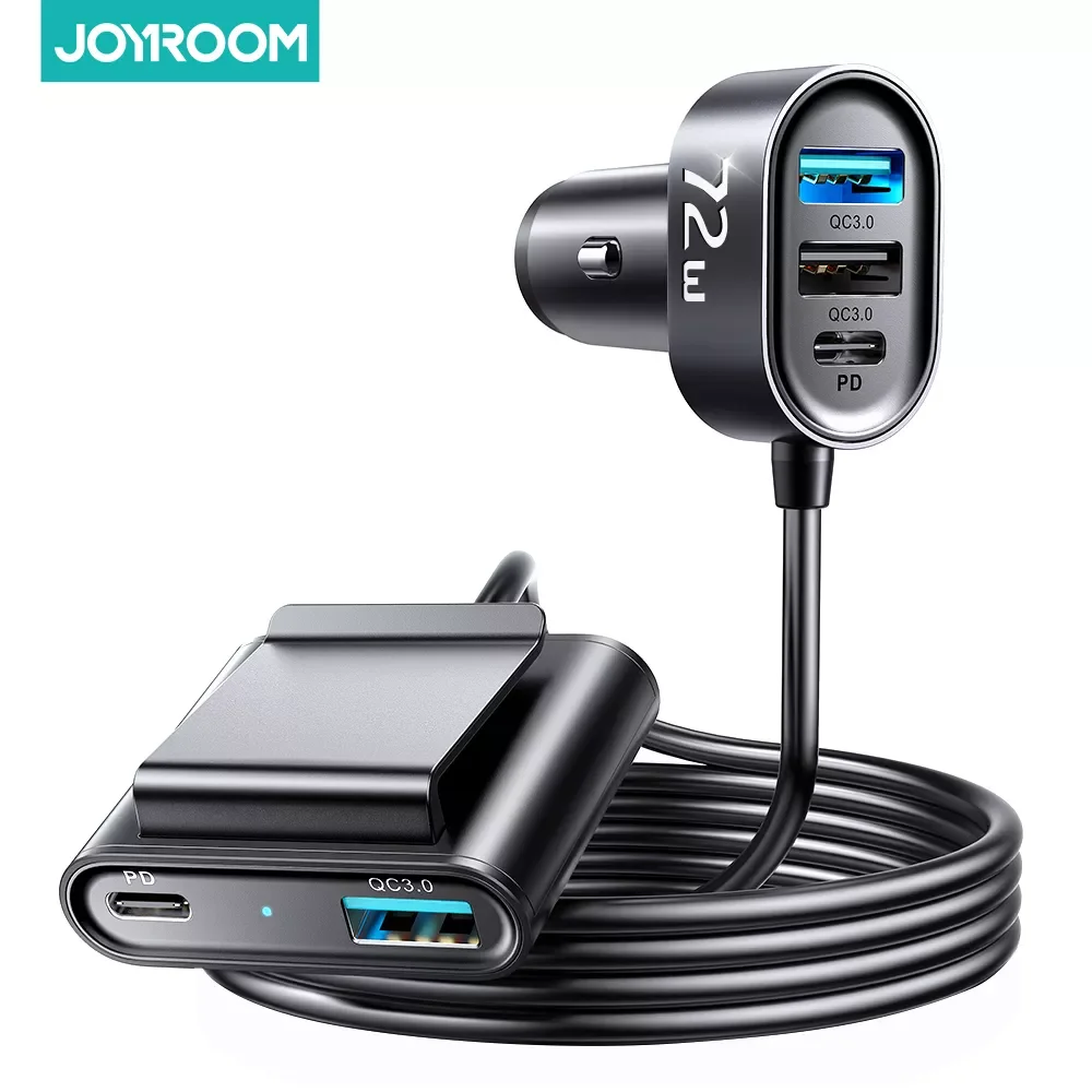 

Joyroom 5-in-1 Fast Car Charger 72W USB C Car Charger PD 3.0 QC 4.0 3.0 PPS 25W Type C Multi Car Charger Adapter with 1.5m Cable