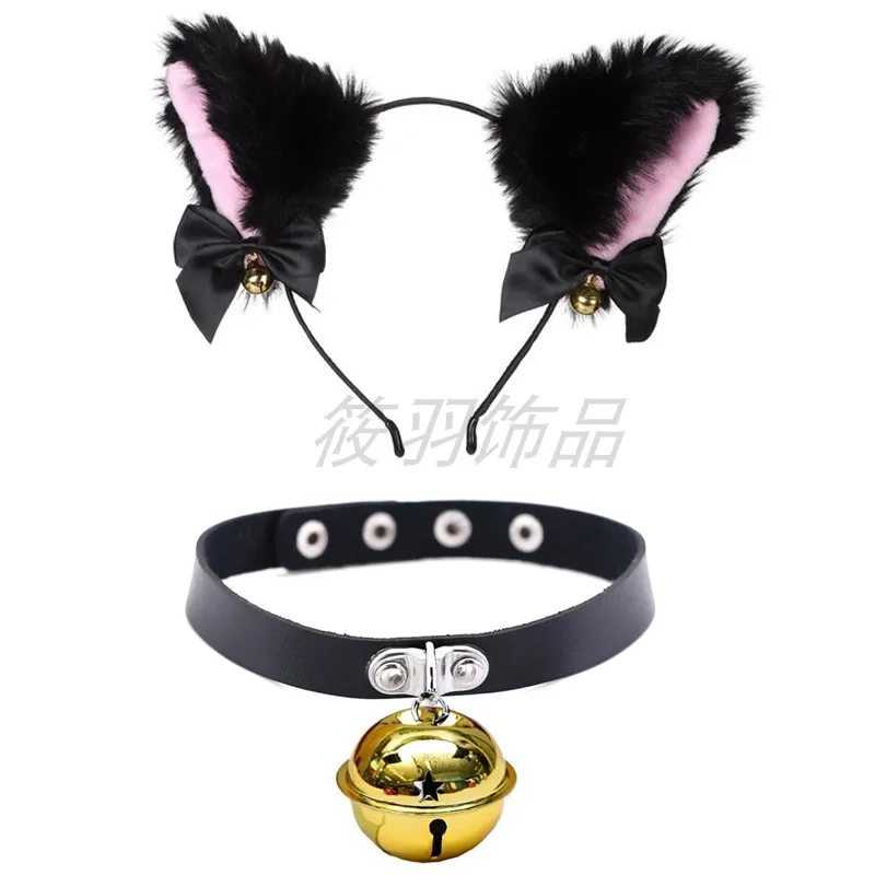 Колье на шею женское с кошачьими ушками в стиле панк колье колокольчиками