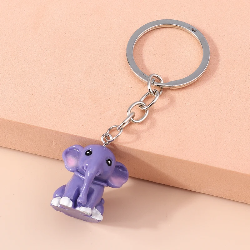 

New 3D Cartoon Elephant Keychain Cute Animal Key Chain for Women Man Key Ring Bag Pendant Car Keys Jewelry Making Accessories