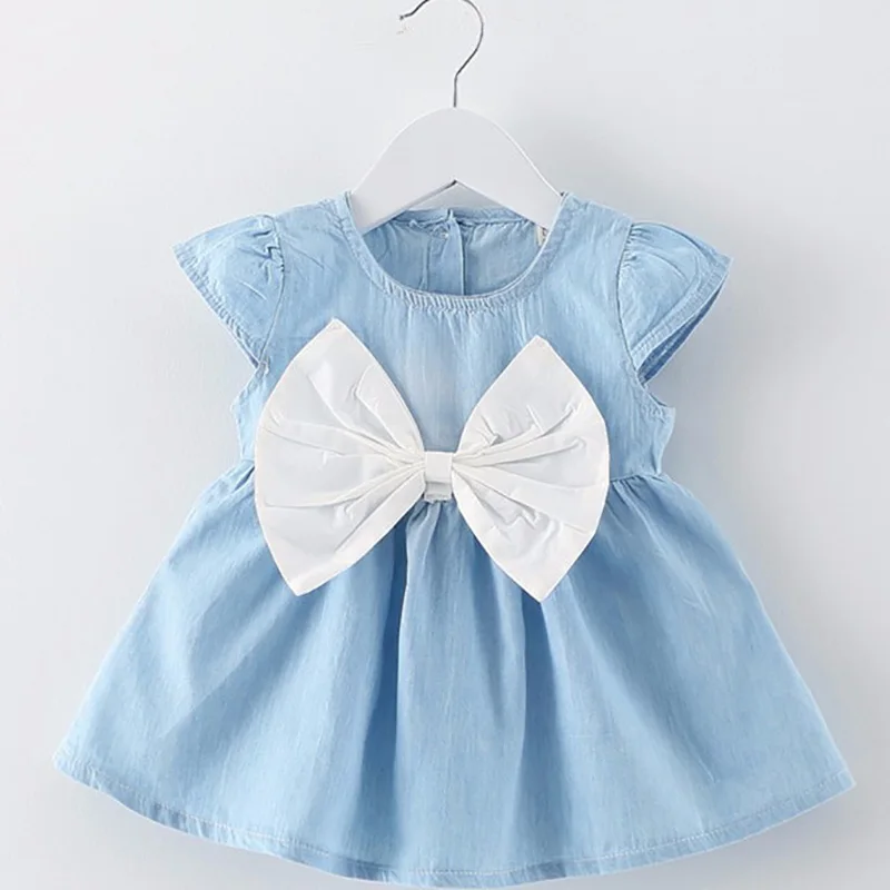 

Платье для маленьких девочек, летние модные детские платья для девочек, хлопковая детская одежда, стильная детская одежда с бантом, платье п...