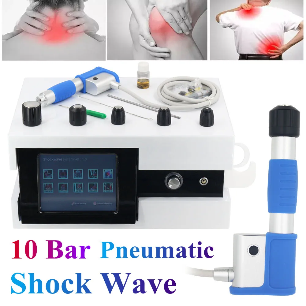 

10Bar Pneumatic Shock Wave Therapy Machine For Man Ed Treatment Physical Radial Shockwave Massage Gun Tennis Elbow Pain Massager