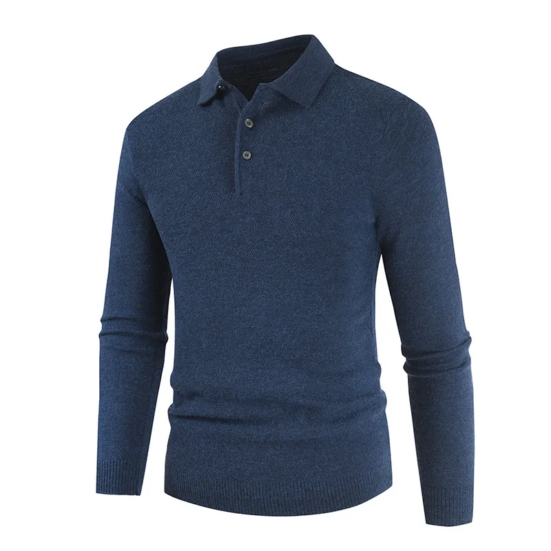 Autumn and winter new men's Korean shirt collar slim sweater fashion trend solid color sweater shirts for men men clothing