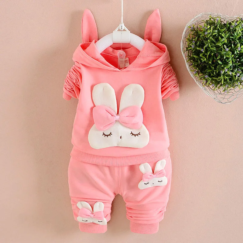 

Children Girls Clothing Set Autumn Cotton Suit Baby Sets Kids Outfits Cartoon Rabbit Child Long Sleeve Hoodies Spring Clothes