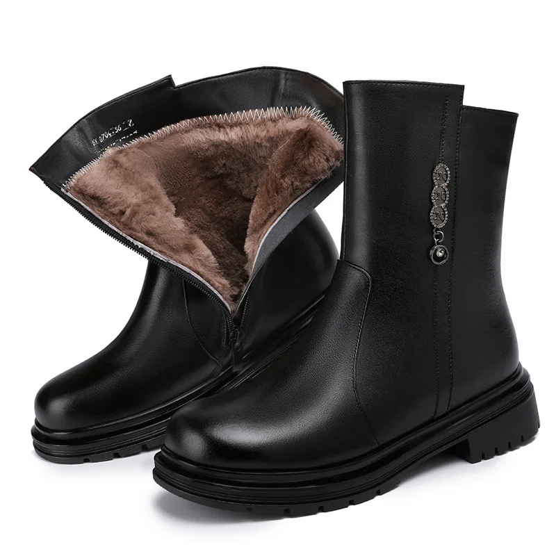 

CICIYANG Women Boots Genuine Leather Winter Women sSnow Boots Thickened Wool Warm Warm Women's Ankle Boots