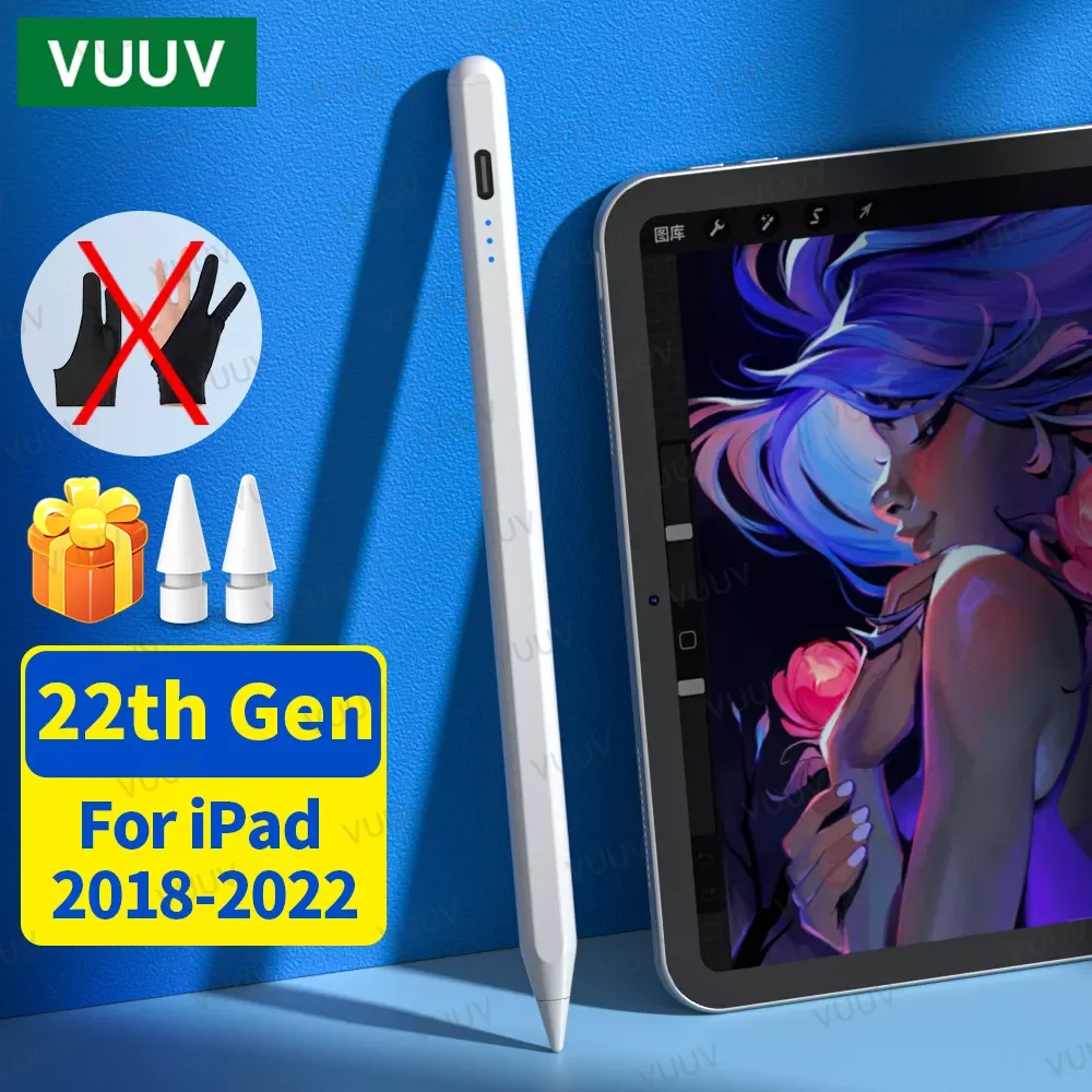 

For Appl Pencil iPad Stylus Pen For iPad Pro Touch Pen With Palm Rejection Tilt For iPad 2022 2021 2020 2019 2018 Apple Pencil 2