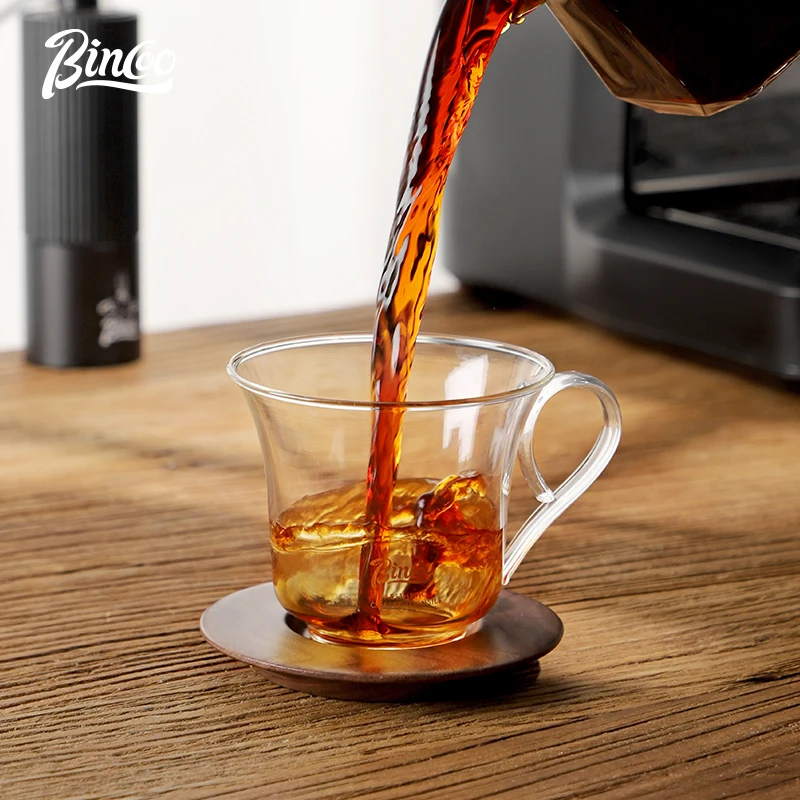 Стеклянная чашка для кофе Bincoo и блюдце с ручкой устойчивая к высоким
