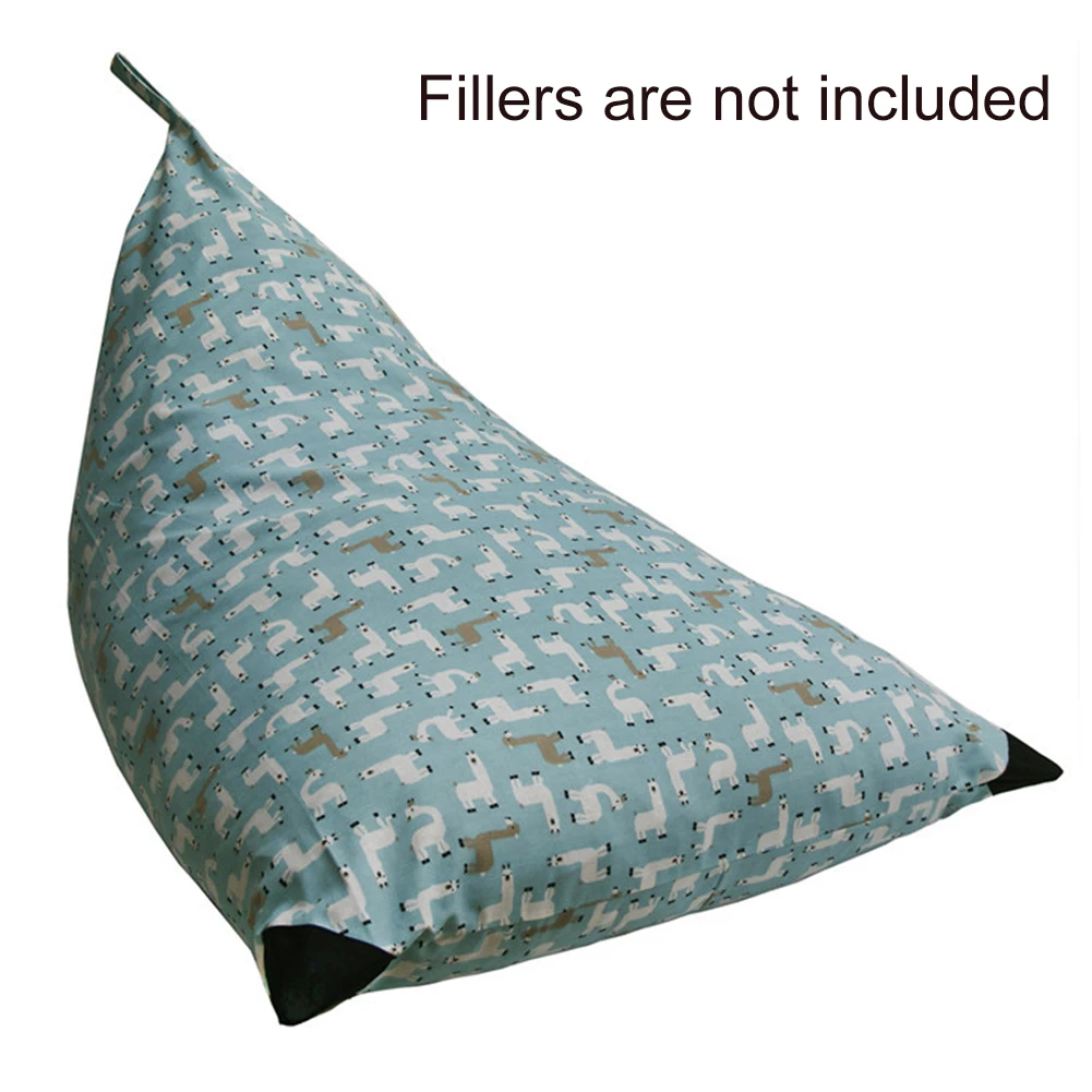 

Home Canvas Triangle Toy Organizer Sofa Dustproof Bedroom Chair Cover Printed Large Capacity For Stuffed Animal Storage Bean Bag