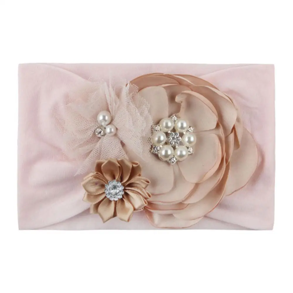 

Trendy Pearls Flowers Headband Simplicity Personality Newborn Girls Turban Hair Band Baby Birthday Photo Accessories