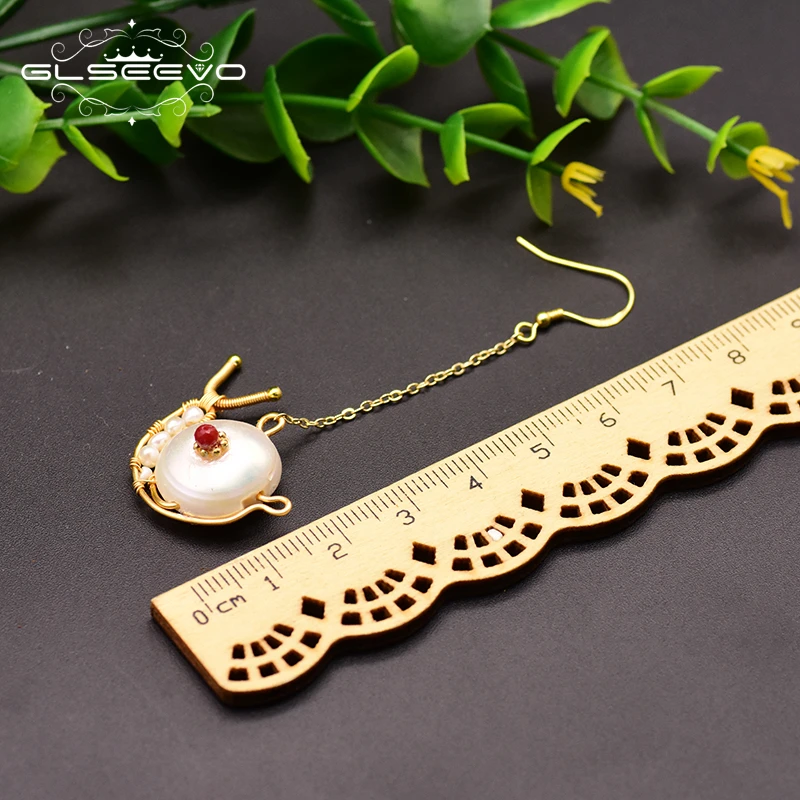 Женские серьги-подвески с жемчугом и пресноводным |