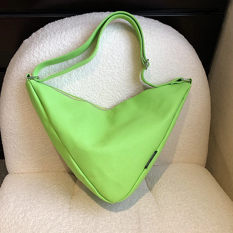 

Fashion Large Capacity Canvas Shoulder Bag Triangle Design Female Crossbody Bags For Women Travel Casual Handbag Tote Purse