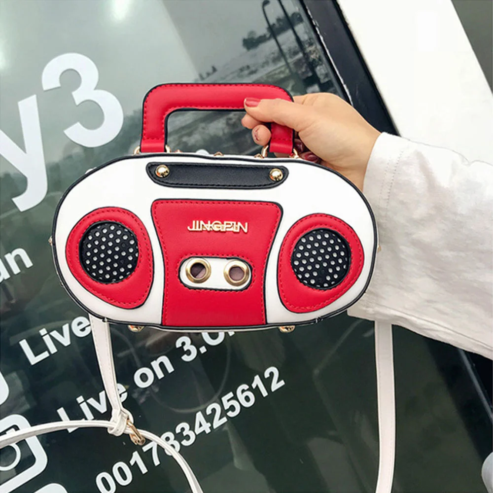 Personality Retro Shoulder Bags Creative Recorder Bag New Women Handbag Rock Fan Shoulder Bag Contrast Color Diagonal Small Bag