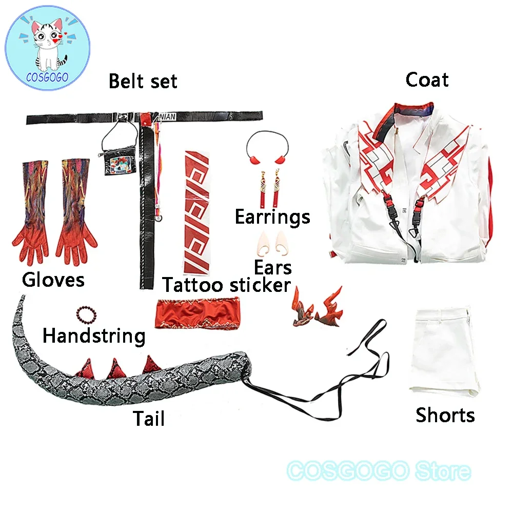 Костюм для косплея COSGOGO arknight Nian костюм униформа из аниме карнавальный хвоста