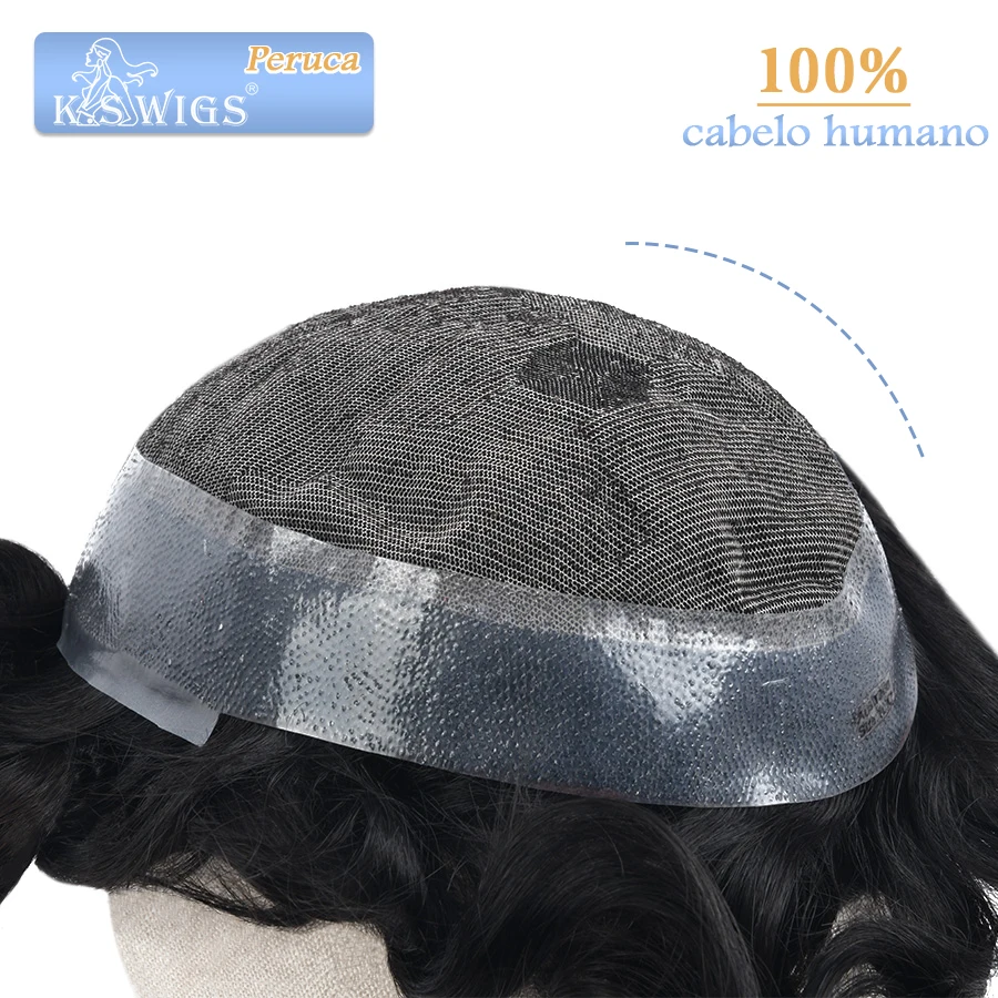 

Парики K.S мужские швейцарские на шнурке с полиуретановым силиконом вокруг парика мужские капиллярные протезы заменить мужской Т-образный парик для мужчин