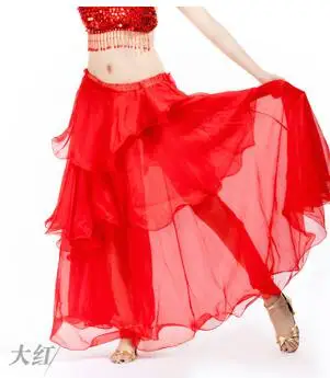 

New Woman belly dance skirt women belly dancing skirt cake long skirt chiffon candy color dancing skirt practice skirt free size
