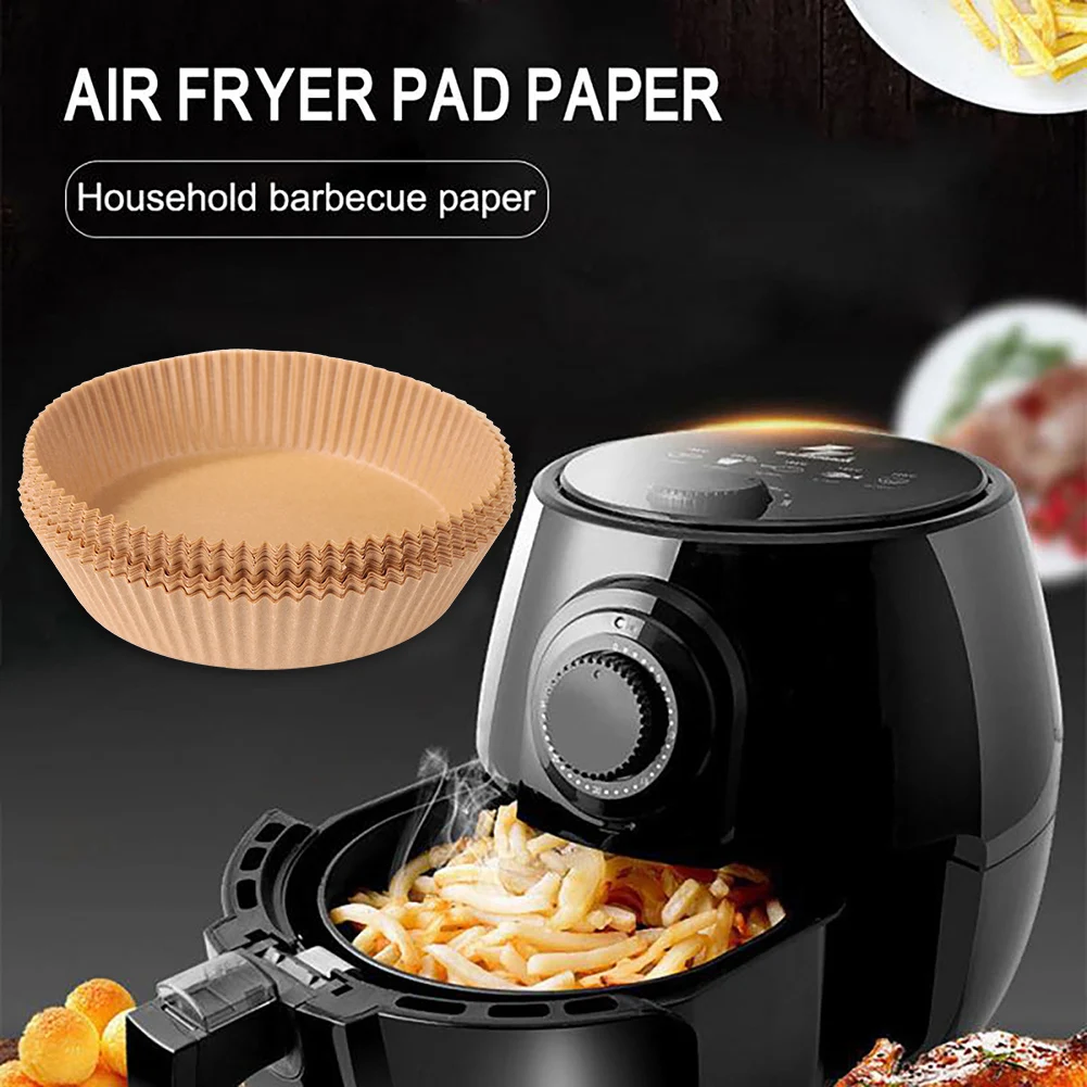 30/100Pcs 16/20cm Air Fryer Disposable Paper Liner Mat Wood Pulp Steamer Round Paper Liner Baking Mats For Kitchen Dropshipping