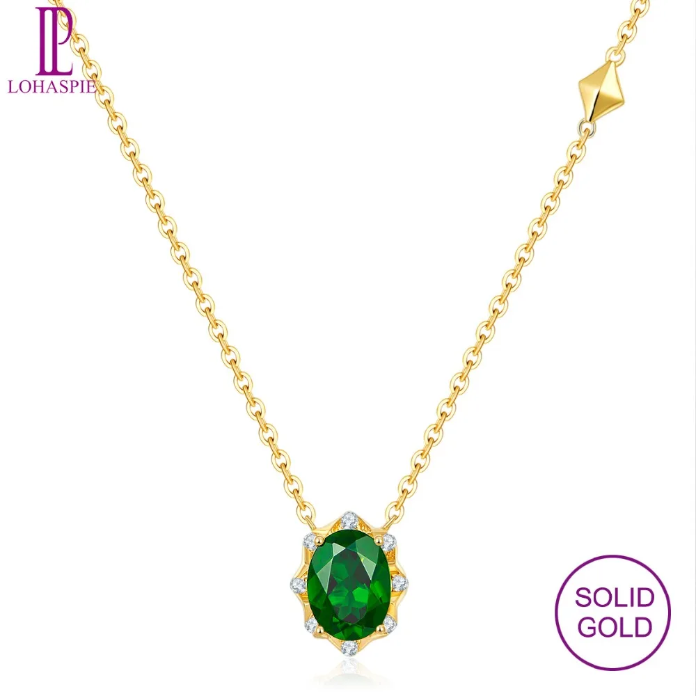 

LP Diamond-Jewelry 18K Yellow Gold Natural Gemstone Russia Chrome Diopside 1.34CT Pendant Fine Stone Jewelry For EngagementGift