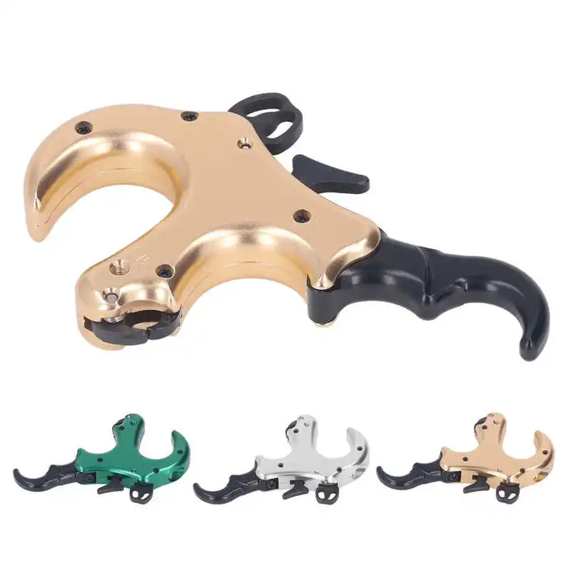 

4 Fingers Grip Thumb Caliper Sturdy 3 Fingers Bow Release Aids Aluminum Alloy for Experienced Archers