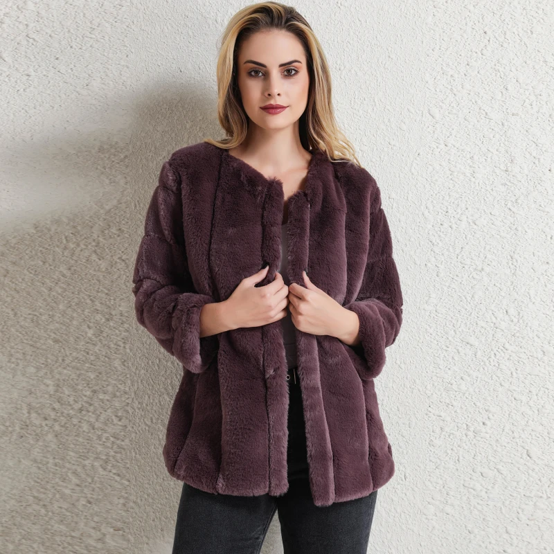 

Mink Coats Women 2022 Winter Top Fashion Pink FAUX Fur Coat Elegant Thick Warm Outerwear Fake Fur Woman Jacket All Match
