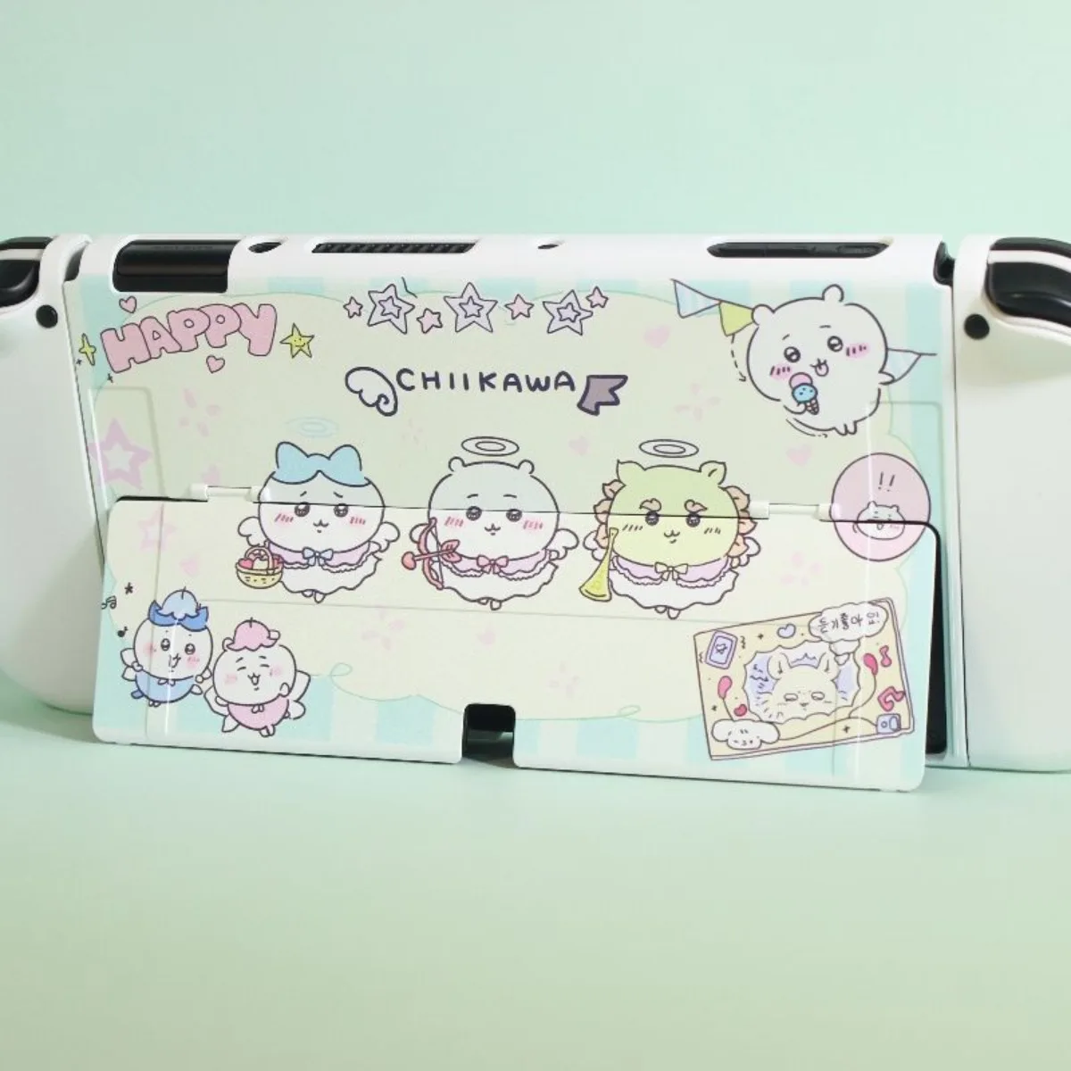 Чехол Kawaii Chiikawa Usagi Anime для Nintendo Switch OLED, белый, с подставкой, совместимый, жесткий защитный чехол для консоли Switch, подарок (art.: 3920d952d80cf) - 3920d952d80cf