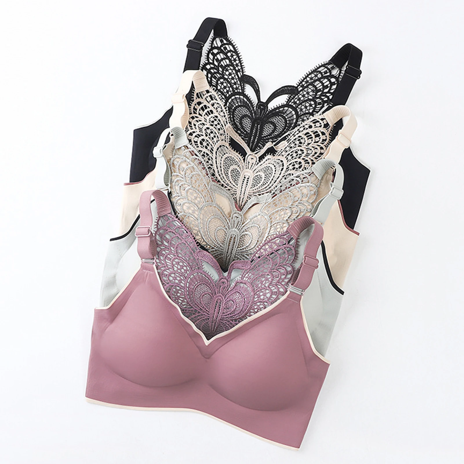 

Women's Seamless Lace Bra With Adjustable Strap Comfort Lifting Bralette Thin Breathable Underwear