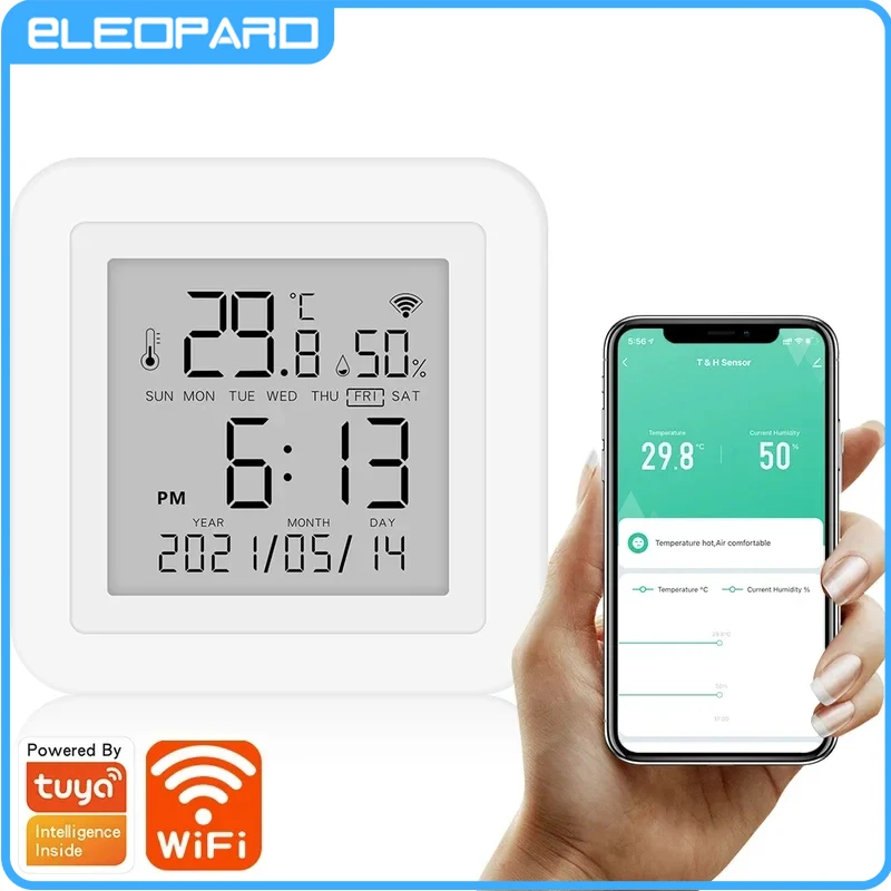 Датчик температуры и влажности Eleopard Tuya smart home Wi-Fi с дисплеем