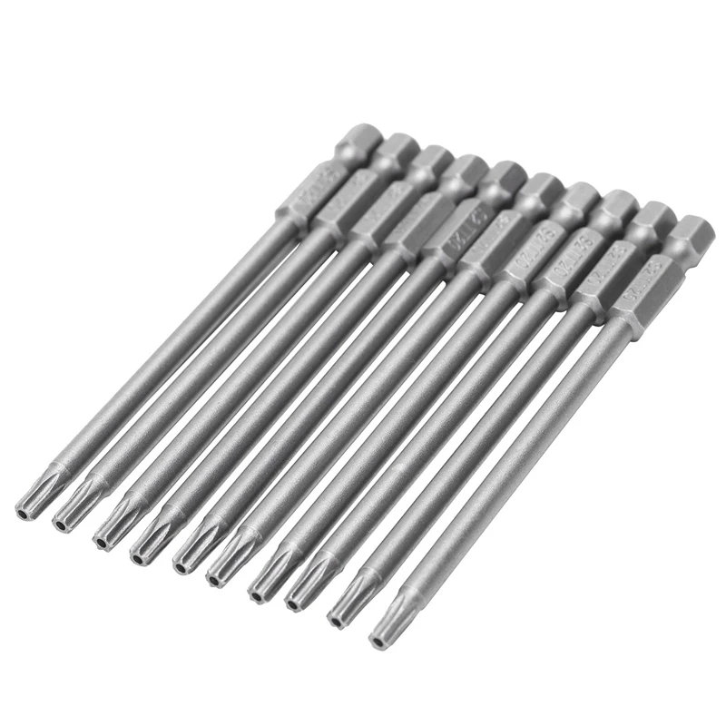 

20Pcs 100Mm Length 1/4 Inch Hex Shank T20 Torx Security Screwdriver Bits, Silver Gray