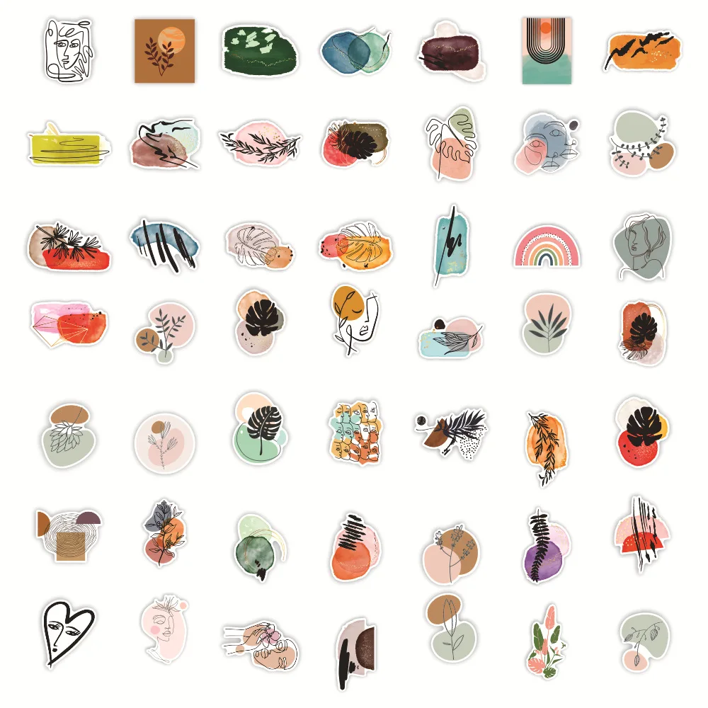

50pcs Abstract 2023 Art Graffiti Stickers Aesthetic Line Cartoon Decal Decoration DIY Laptop Wall Phone Guitar Suitcase sticker