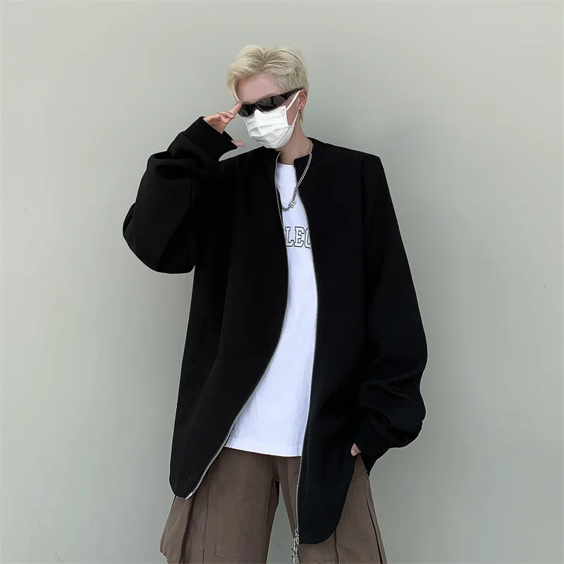 

Мужской костюм Luxai на молнии, Повседневная модная куртка с наплечниками, верхняя одежда в стиле хип-хоп, одежда для улицы, весна-осень