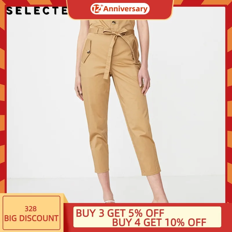

SELECTED Women's High-rise Lace-up Cotton Pants S|419214502