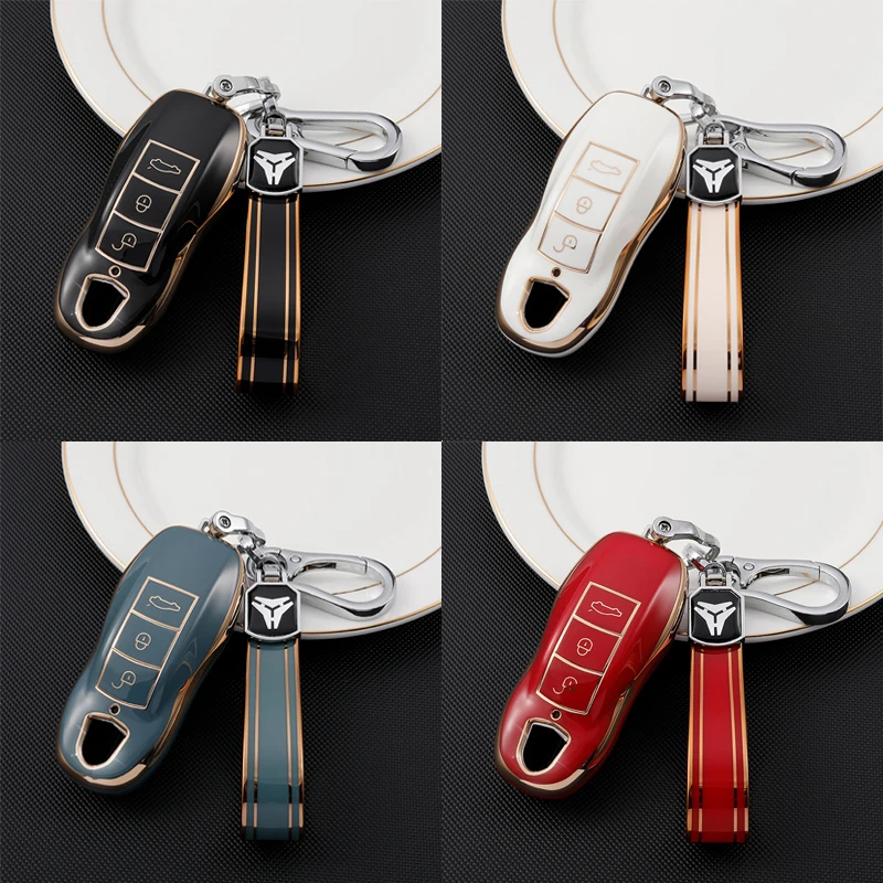 

TPU Car Key Case Cover For Porsche Cayenne 958 911 Lepin 996 Macan Boxster Panamera 997 944 924 Panamera 718 971 9YA Keychain