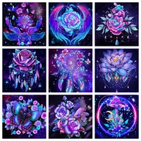 5d fantasy blue flower dream catcher embroidery diamond painting cross stitch butterfly fish animal kits artwork home decor