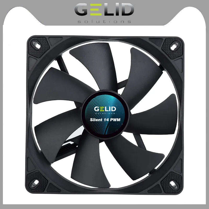 GELID Silent 14 PWM Black PC Cooling Computer Case MOD Parts Quiet Fan CPU Cooler Radiator 140mm on - Охлаждающий вентилятор GELID Silent 14 PWM Black для компьютерного корпуса, модификации компьютера, тихий вентилятор для ЦП, радиатор 140 мм.