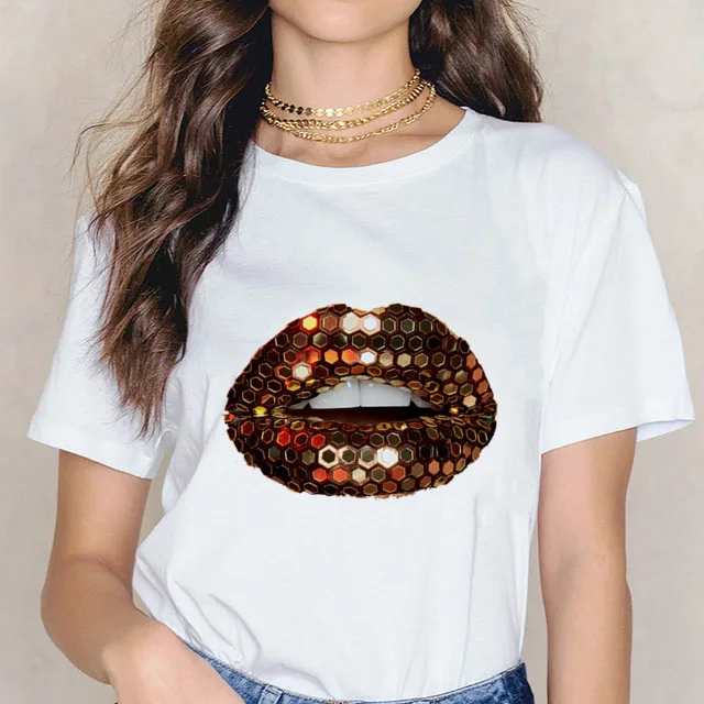 

Женские футболки с блестками в виде губ и надписью Love, модная трендовая одежда 90-х годов, сезон весна-лето 2021, футболка с графическим рисунко...