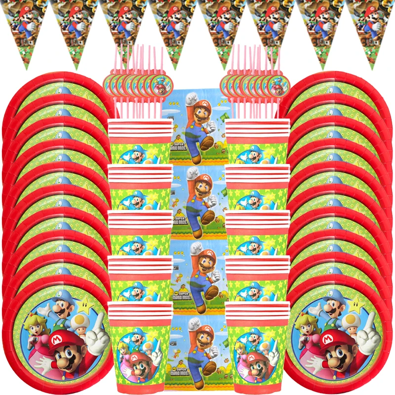 

Супер марионы, дизайнерские украшения, набор одноразовой посуды, чашки, тарелки, салфетки, детские праздничные принадлежности