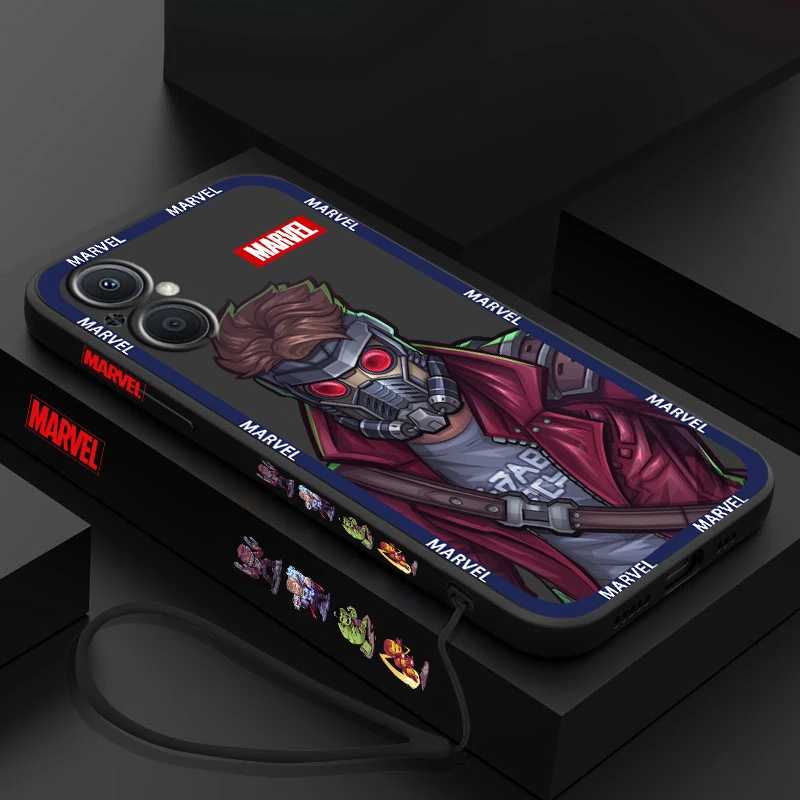 

Marvel avengers Star-Lord Phone Case For OPPO Find X5 X3 X2 Lite Pro Neo A5 A53 A94 4G 5G Liquid Left Rope Soft Cover