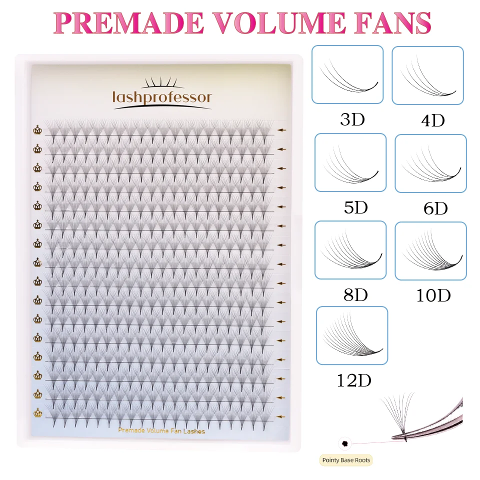 

Pointy Base Premade Fans 3D 4D 5D 6D 8D 10D 12D Slim Promade Volume Fans For Extension Narrow Stem Fan Lash Extension Cilia Mink