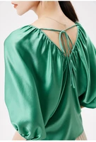 luxury high quality summer 2022 sexy blouse natural silk batwing sleeve high street solid v neck blusas mujer womens tops
