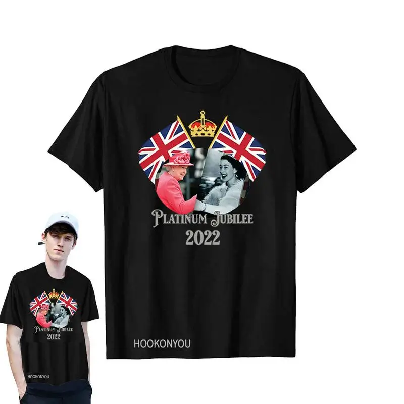 

Футболка с флагом юниона Джека Елизаветы II, Платиновый юбилейный праздник 2022, памятная британская королева Елизаветы