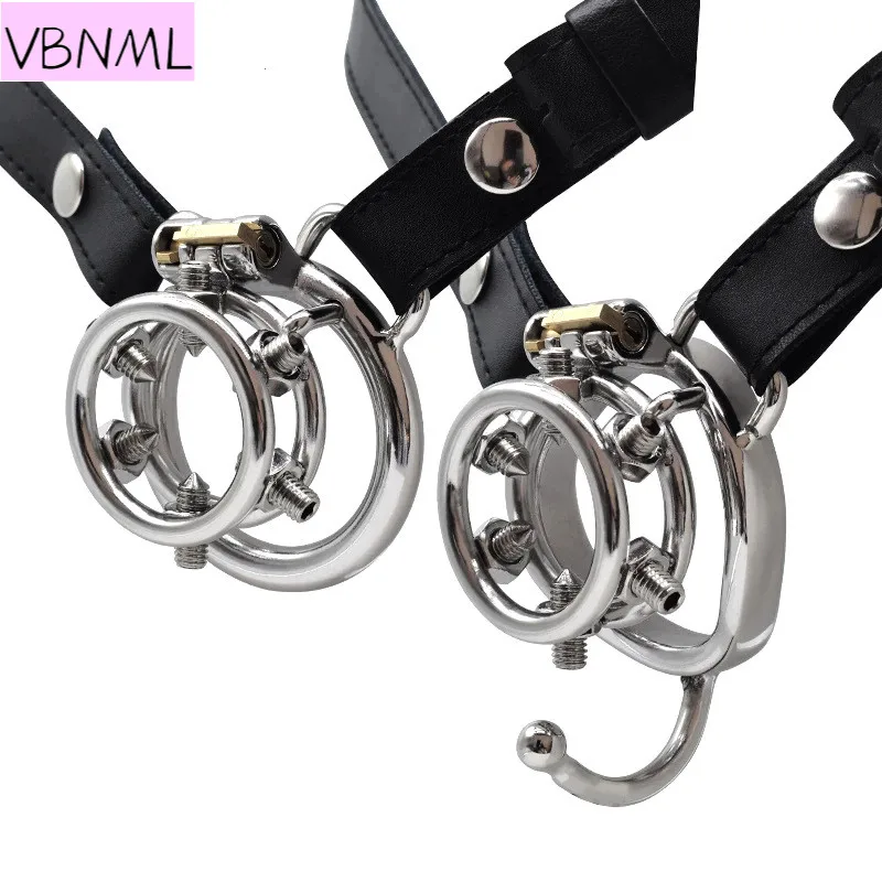 Wear Belt Stainless Steel Chastity Lock Penis Cage Ball Stretcher Penis Ring Button Ding Massage Penis Lock BDSM Sex Toy