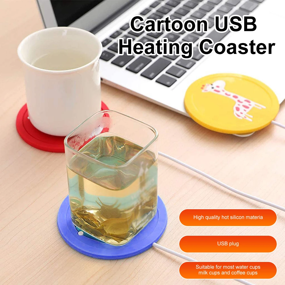 

Portable USB Coaster Cartoon Silica Heating Cup Pad Teacup Coffee Mug Thermal Tools for Home Kitchen Office Supplies