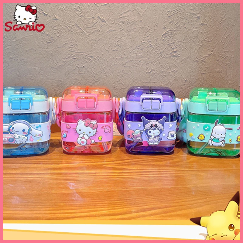 

Sanrio летняя большая емкость портативная чашка для воды Kawaii Hellokitty Kuromi прозрачный пластиковый чайник двойная чашка для напитков детские подарки