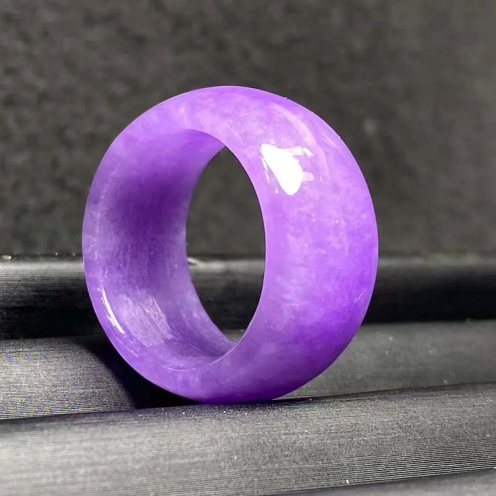 

Violet Emerald - Wide Band Exquisite Lavender Color High Quality Jadeite Ring Elegant Fashion Jade Refer-ring Handring Jewelry