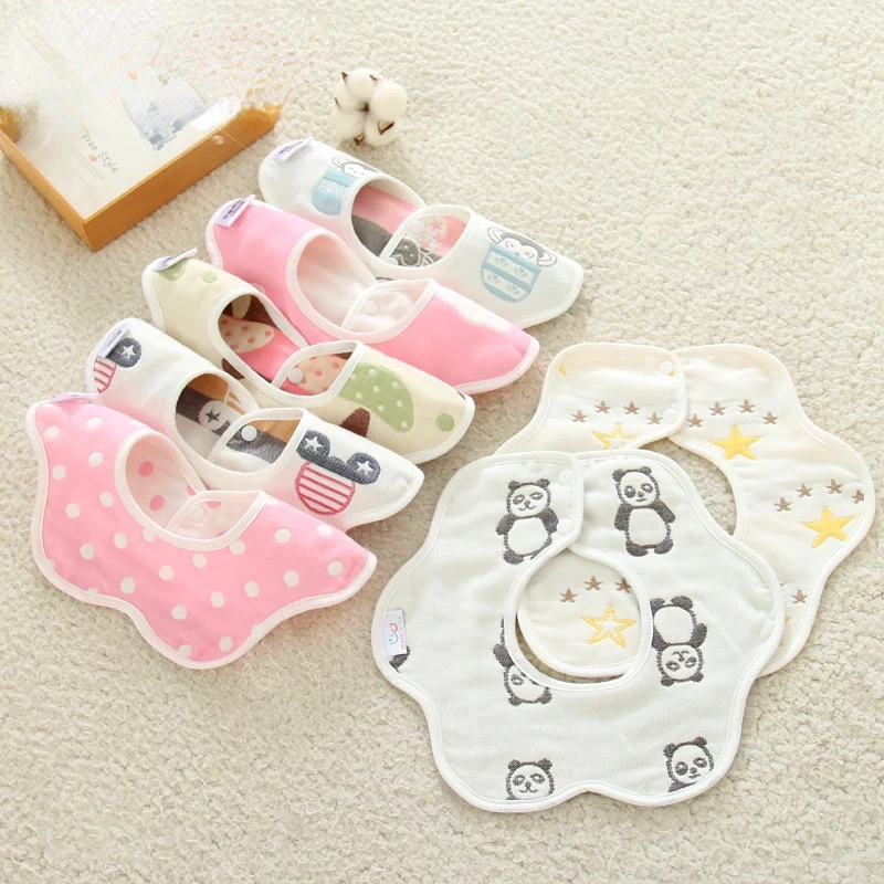 

360 восьмиугольный шестислойный марлевый мягкий хлопковый Слюнявчик с лепестками сливы милое Слюнявчик с мультяшным принтом Слюнявчики одежда для детей детские товары