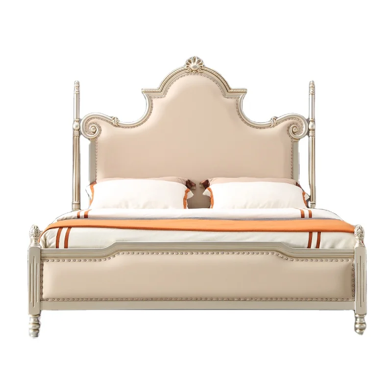 

Современная Европейская кровать из массива дерева, модная Резная Кровать 1,8 м, французская мебель для спальни jld01